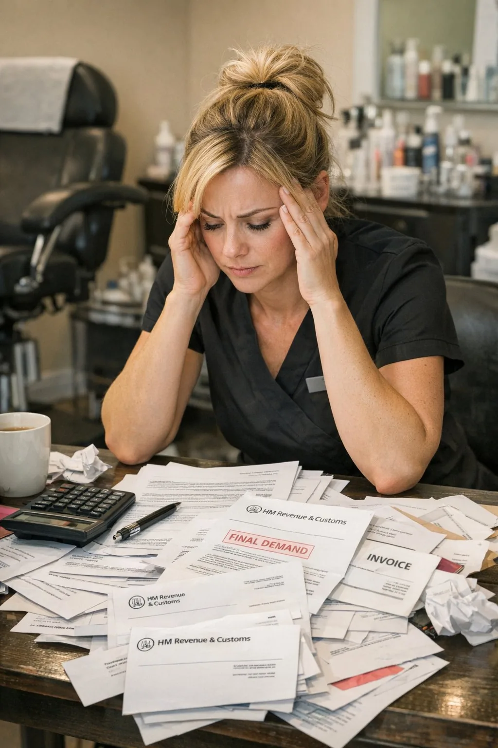 Stressed beauty therapist