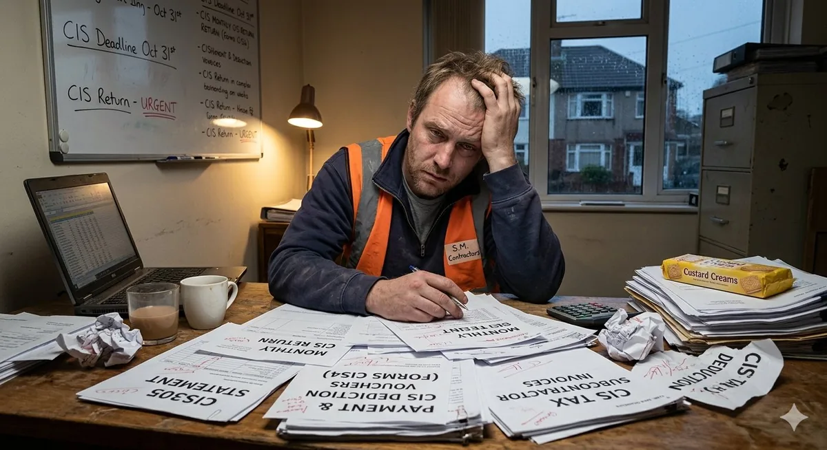 UK construction site manager reviewing plans