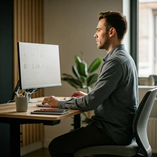 UK IT contractor at standing desk