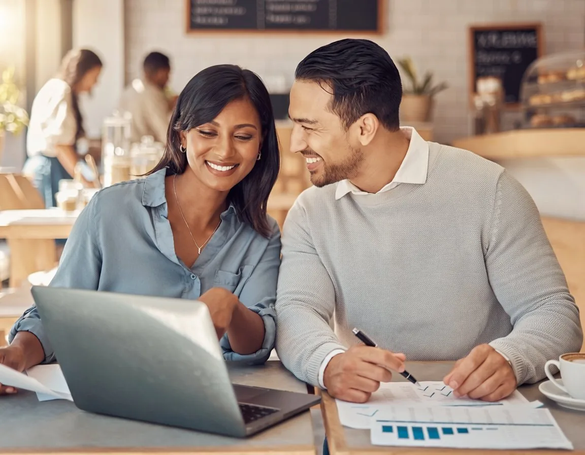 Happy UK business couple