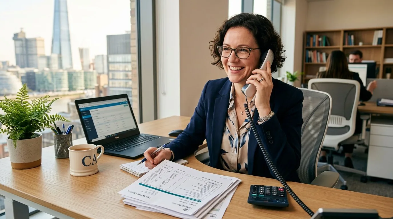 Taxbix accountant on phone