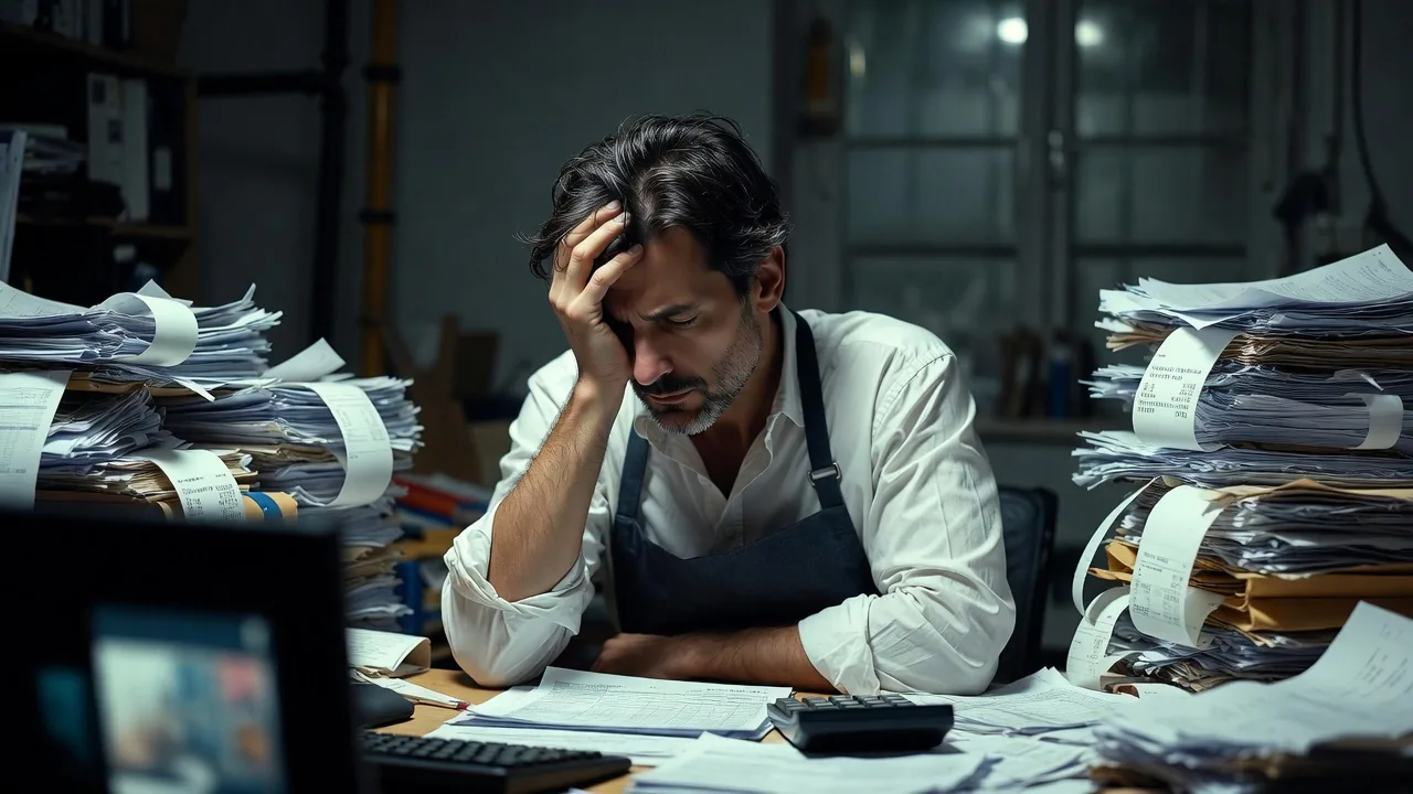 Stressed restaurant owner